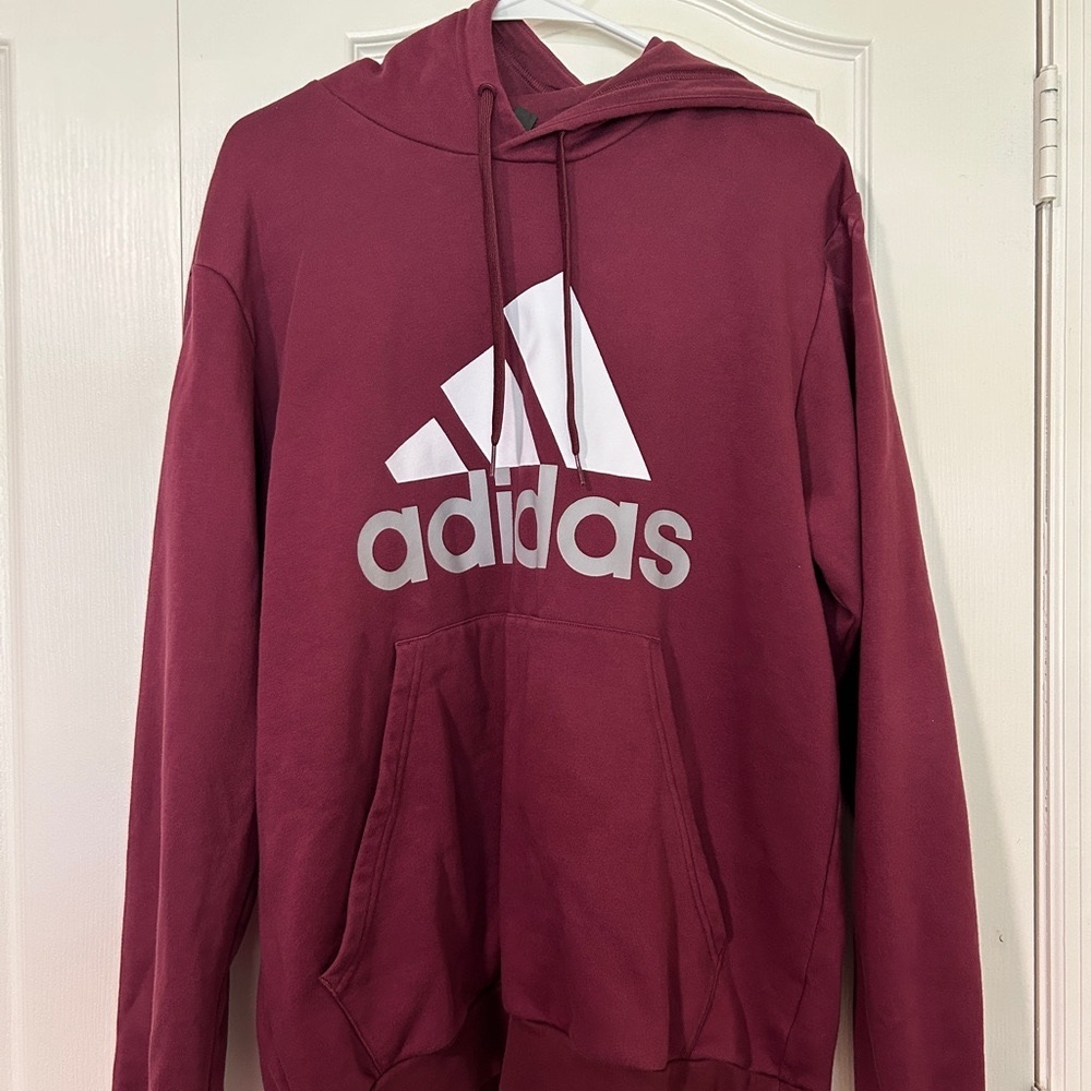 Adidas Logo Hoodie Burgundy - Size Large